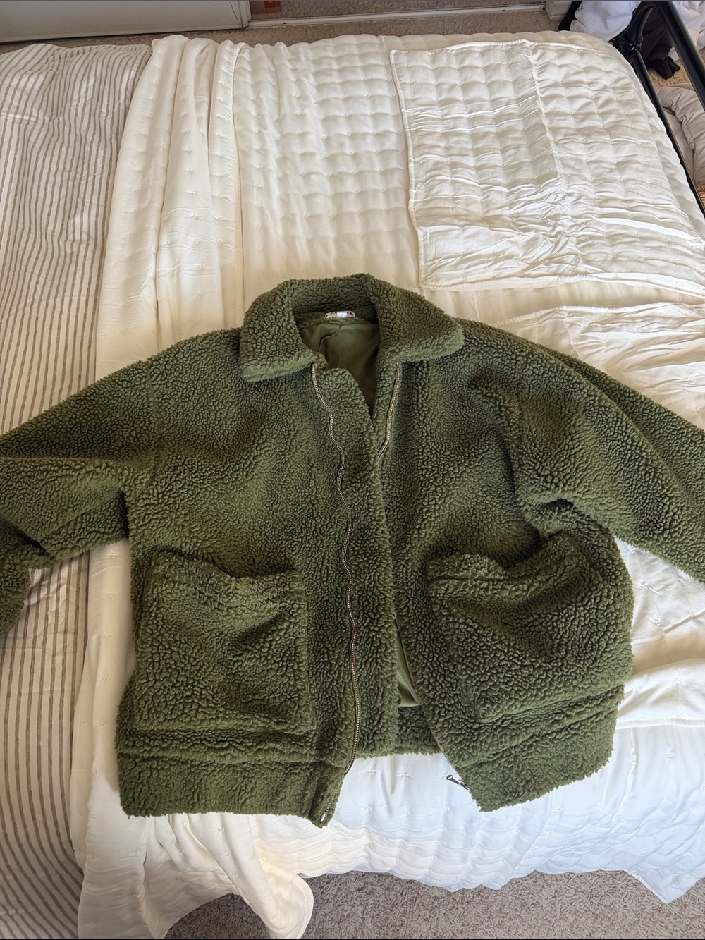 I.AM.GIA Olive Green Teddy Sherpa Jacket - Oversized